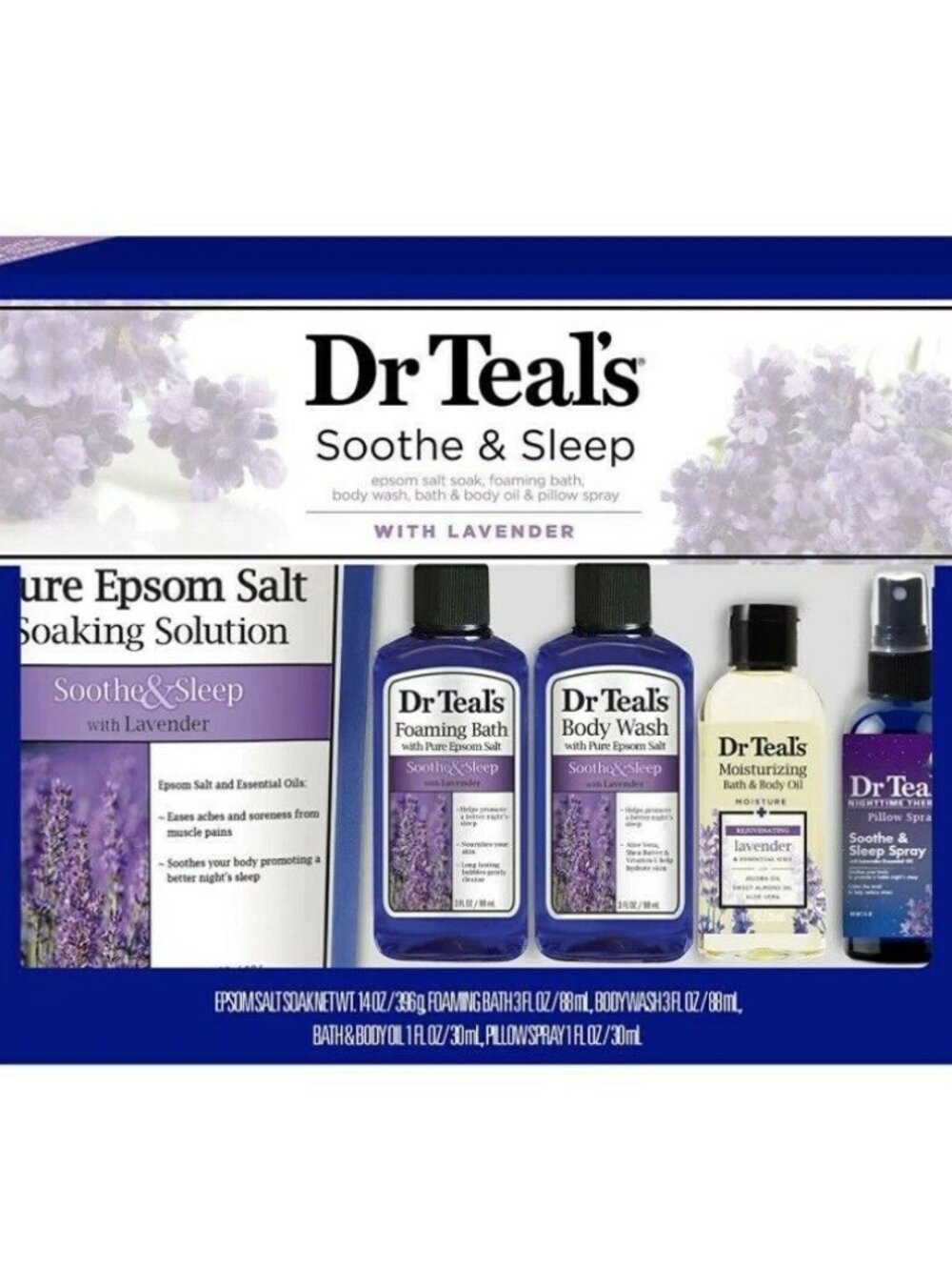 Dr. Teal's Bath and Body Soothe & Sleep Gift Set w/ Lavender Oil & Pillow Spray